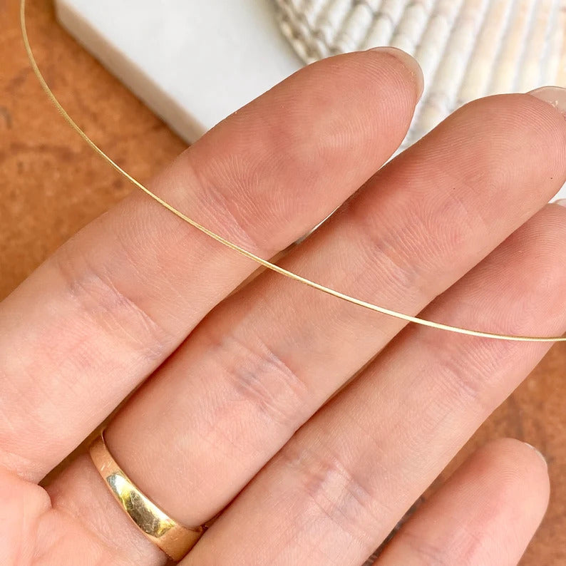 14k Yellow Gold 0.5mm Twist Cable Wire Chain Necklace - 16-18"