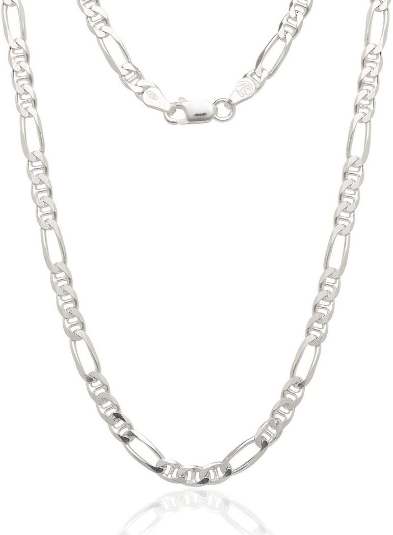 925 Sterling Silver Italian 4mm Polished Beveled Figarucci Chain Necklace for Men (16 30 Inch) in  and Variety of Options