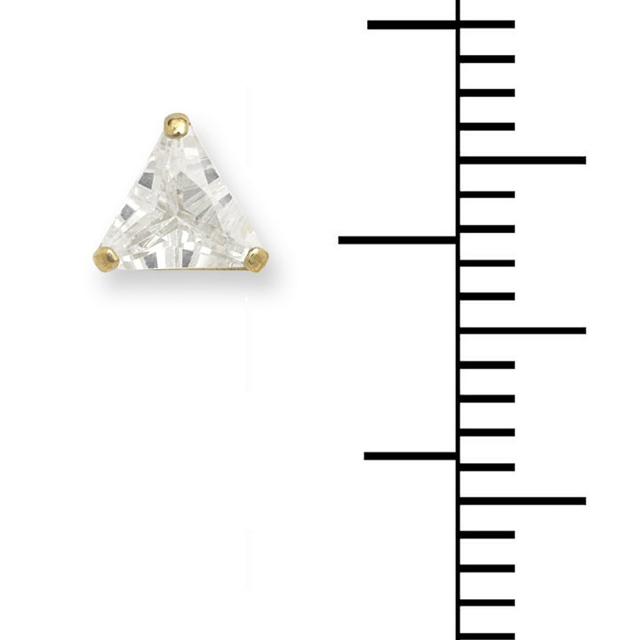 14k Gold CZ Triangle Screw Back Stud Earrings (Yellow or White)