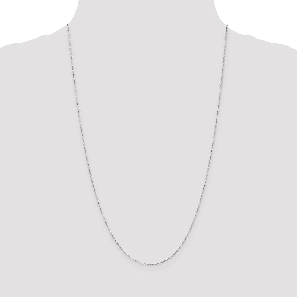 10k Yellow Gold Polished Spring Ring WG .8mm Sparkle Cut Cable Chain Necklace - Length Options:  14 16 18 20 24