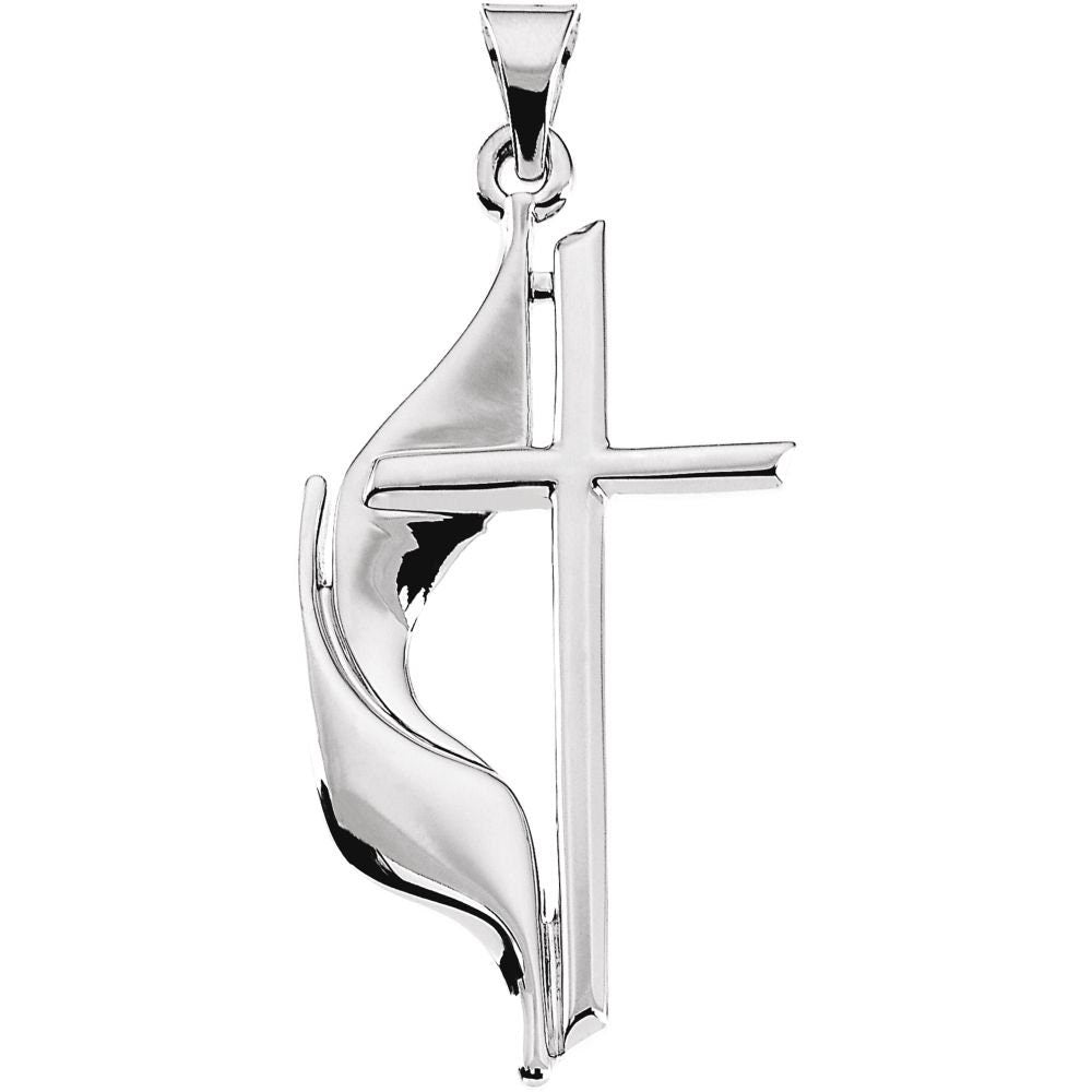 925 Sterling Silver Methodist Cross Pendant Necklace