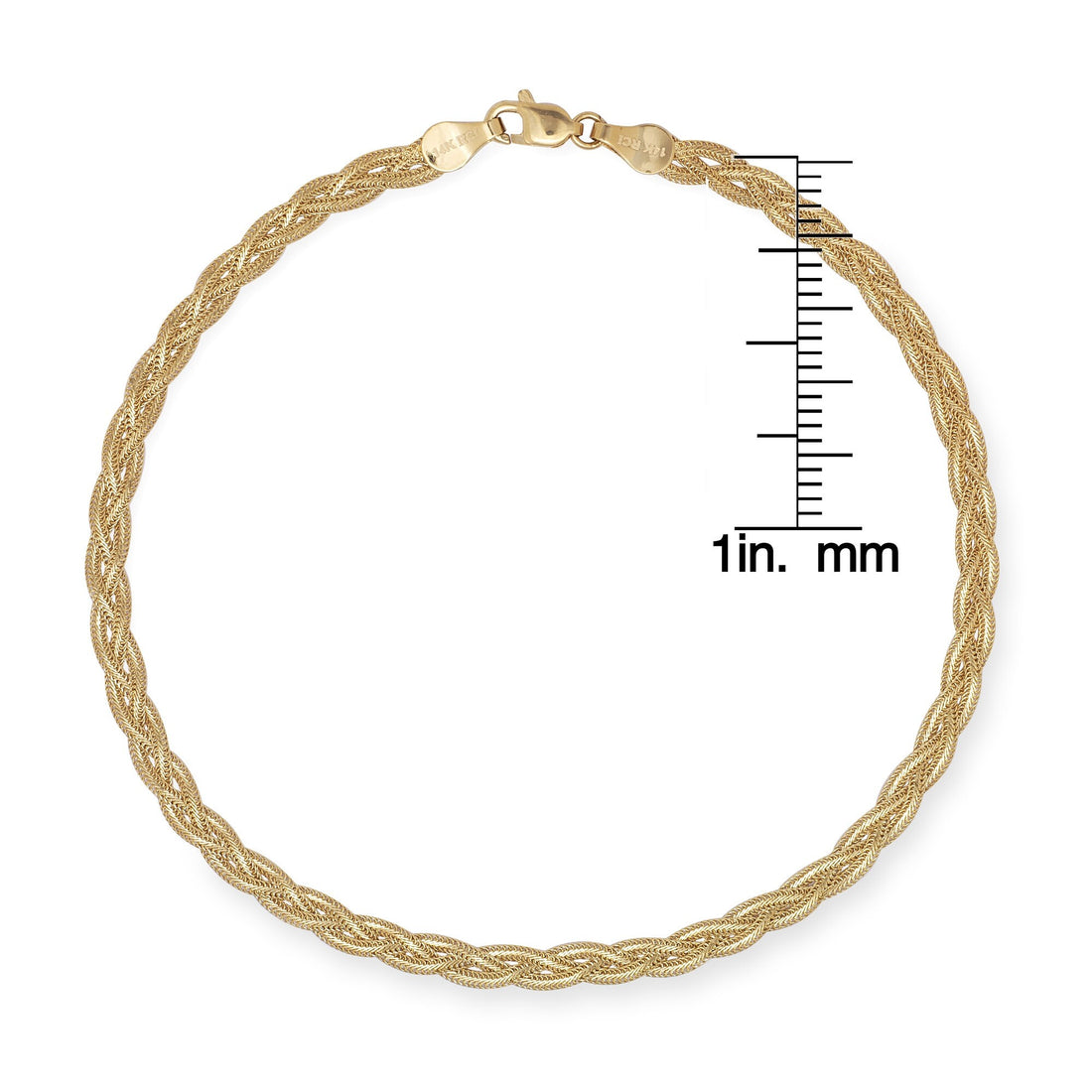 14K Gold Braided Weaved Foxtail Chain Anklet - 3.5mm x 10"