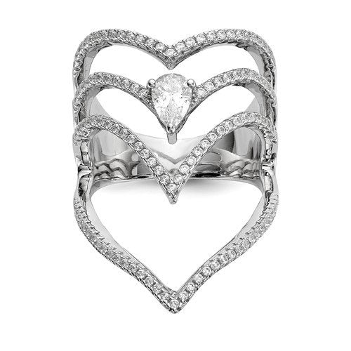 925 Sterling Silver CZ Chevron Knuckle Ring - Statement Ring for Women - Knuckle Ring - Simulated Diamond Engagement Ring - Modern Ring