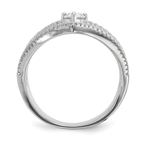 925 Sterling Silver CZ Chevron Knuckle Ring - Statement Ring for Women - Knuckle Ring - Simulated Diamond Engagement Ring - Modern Ring