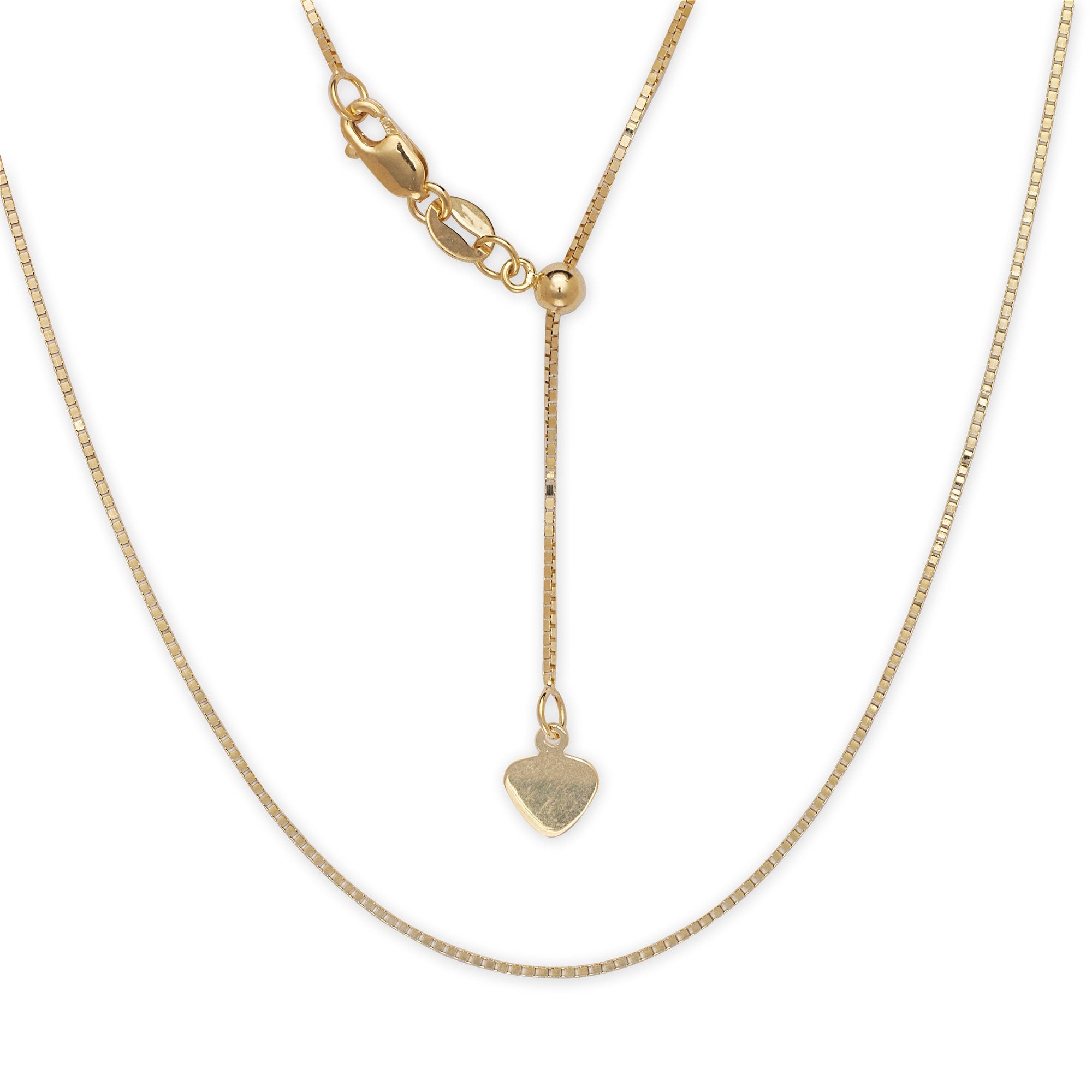 Solid 10k Yellow or White Gold Italian Adjustable 22" Box, Wheat, Cable, Rope or Sparkle Chain Necklace - Real Gold Chain Necklace