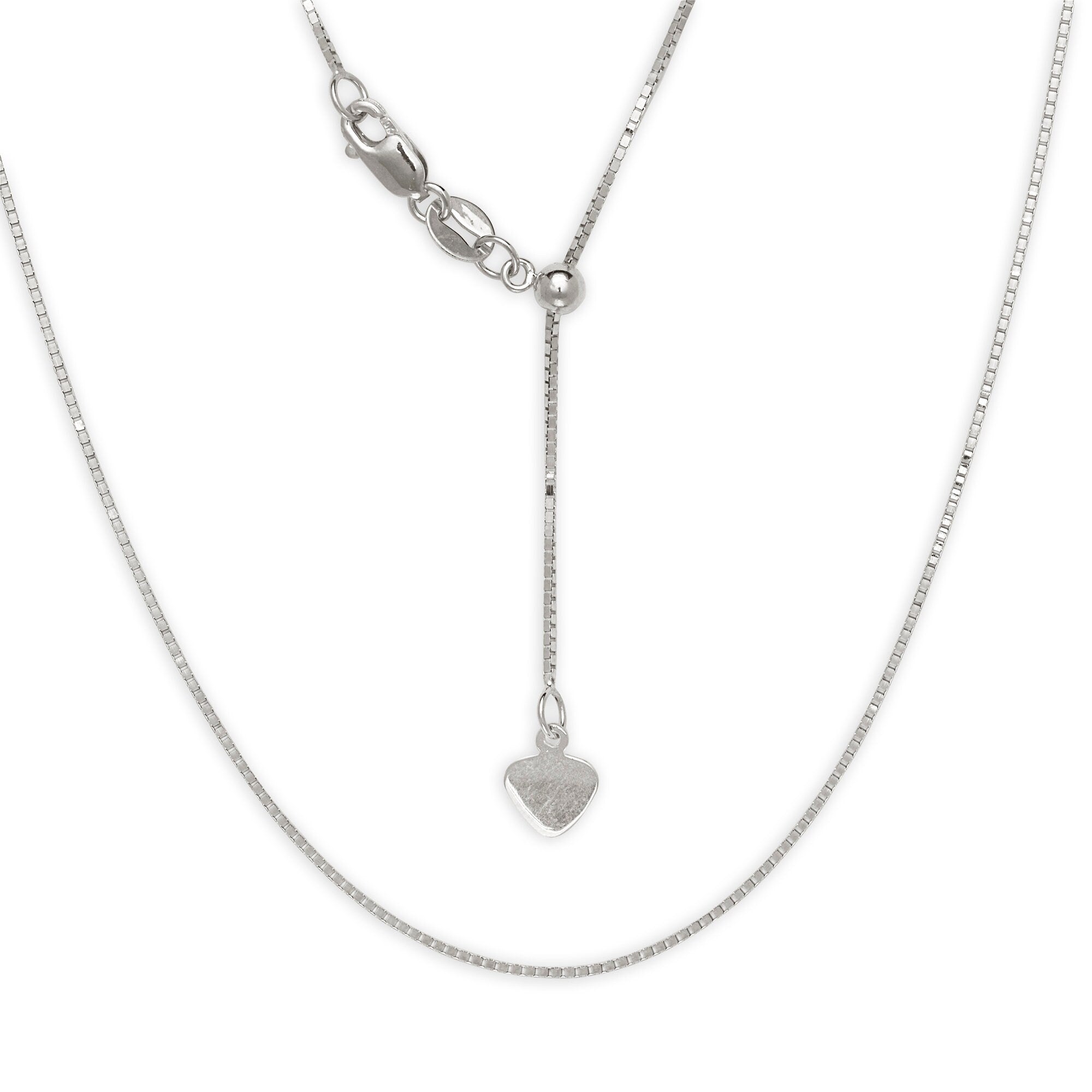 Solid 10k Yellow or White Gold Italian Adjustable 22" Box, Wheat, Cable, Rope or Sparkle Chain Necklace - Real Gold Chain Necklace