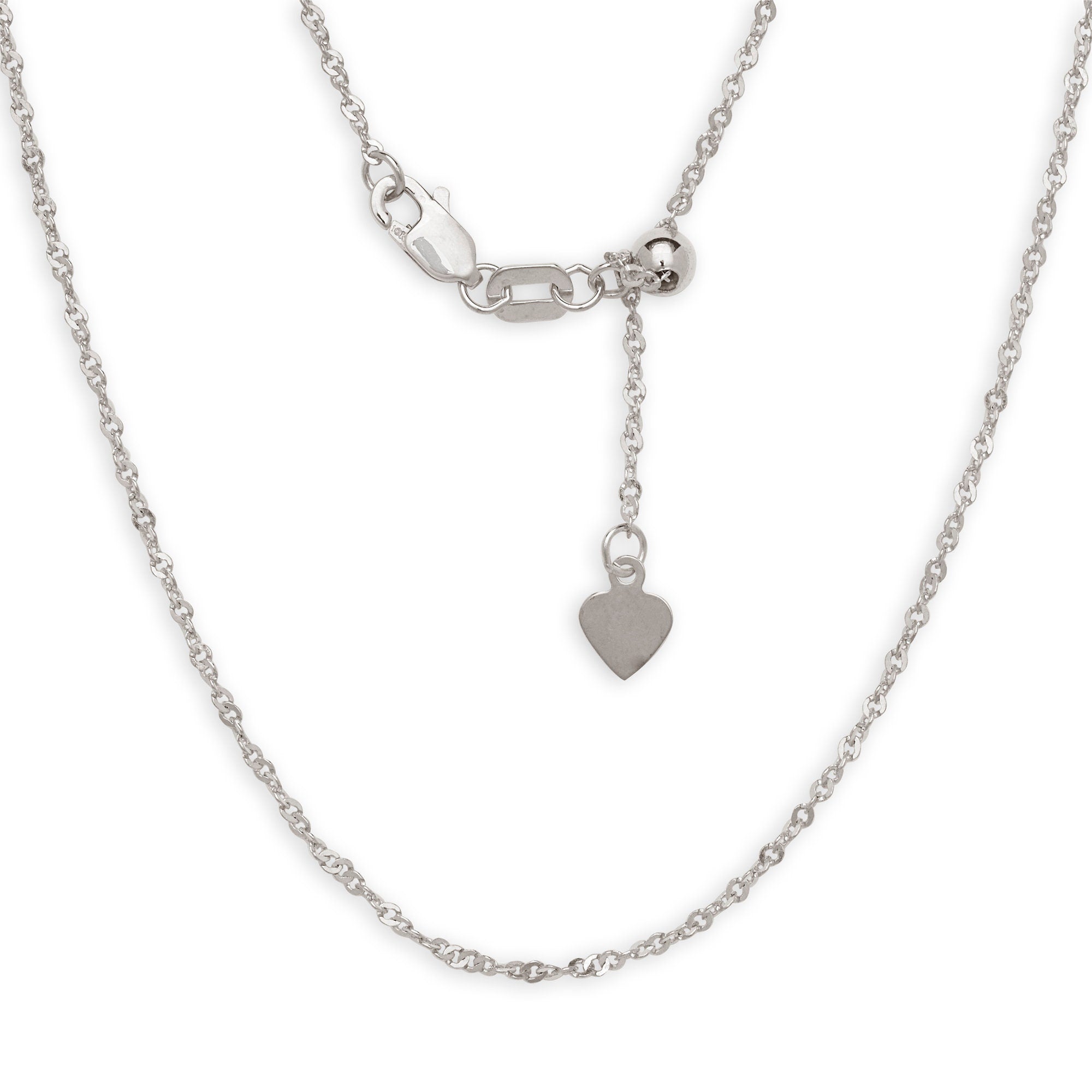 Solid 10k Yellow or White Gold Italian Adjustable 22" Box, Wheat, Cable, Rope or Sparkle Chain Necklace - Real Gold Chain Necklace