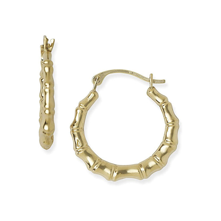 10k Yellow Gold Small Bamboo Hoop Earrings