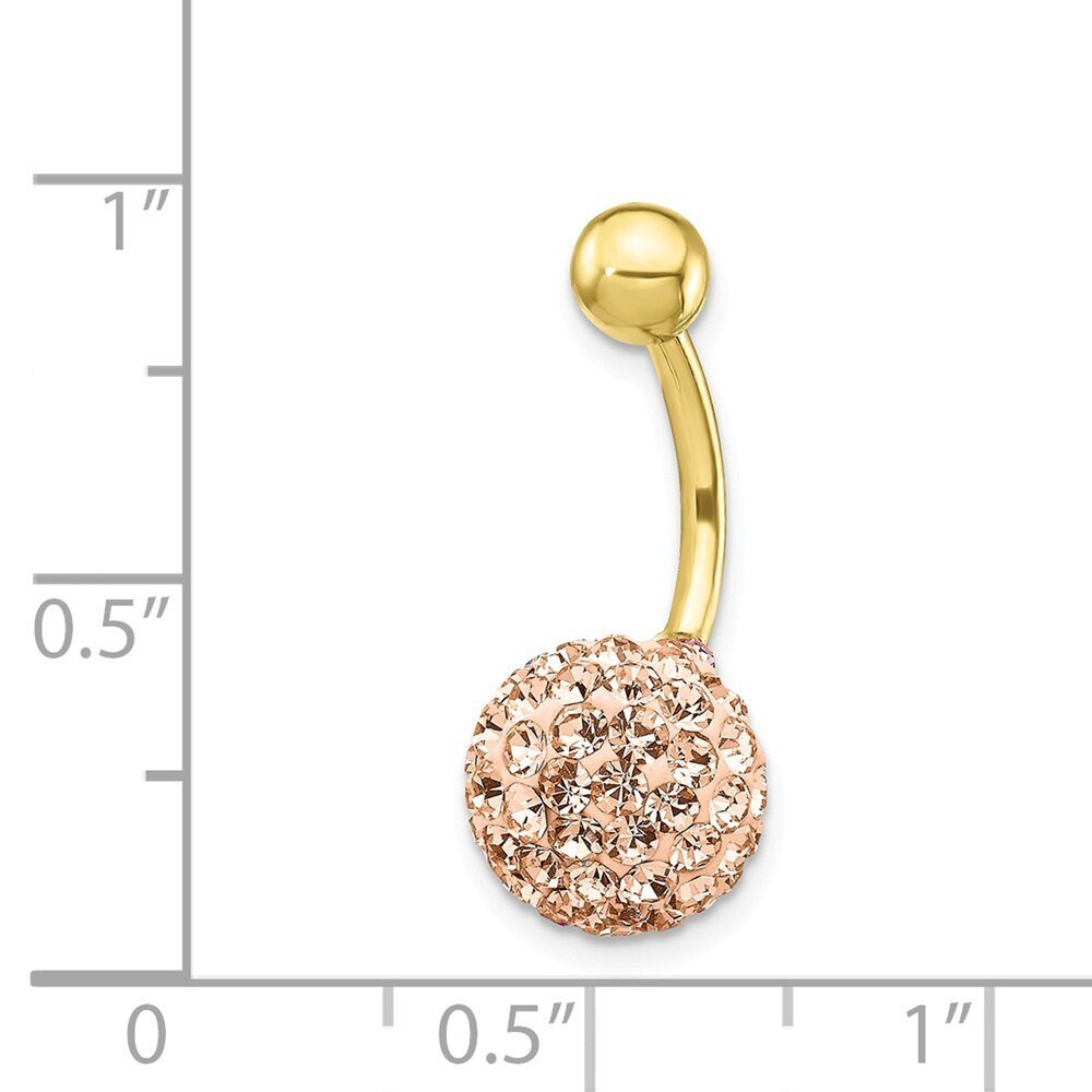 10k Yellow Gold Champagne Crystal Ball Dangle Belly Ring
