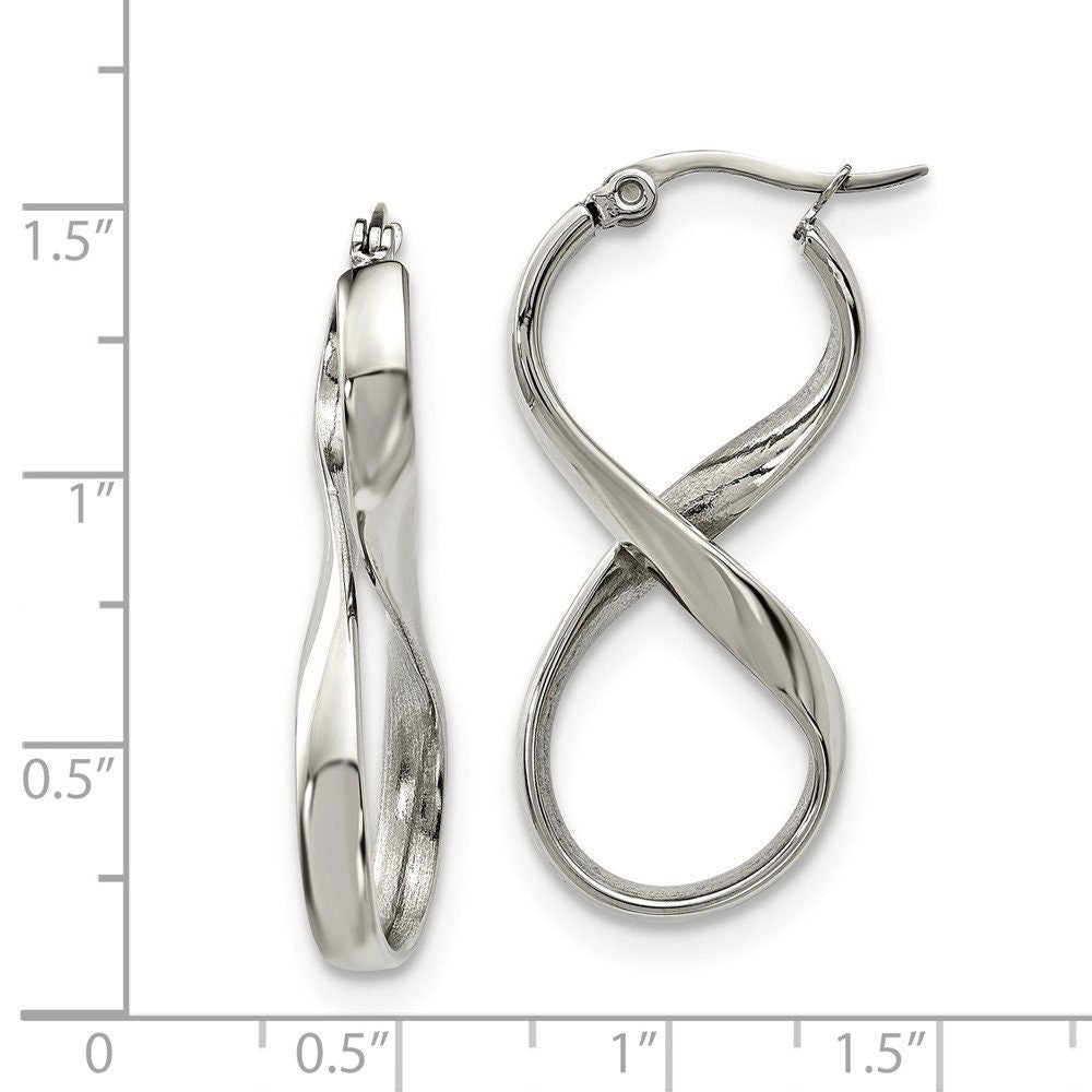 Stainless Steel Polished Infinity Symbol Hoop Earrings - 36.16x17.79mm