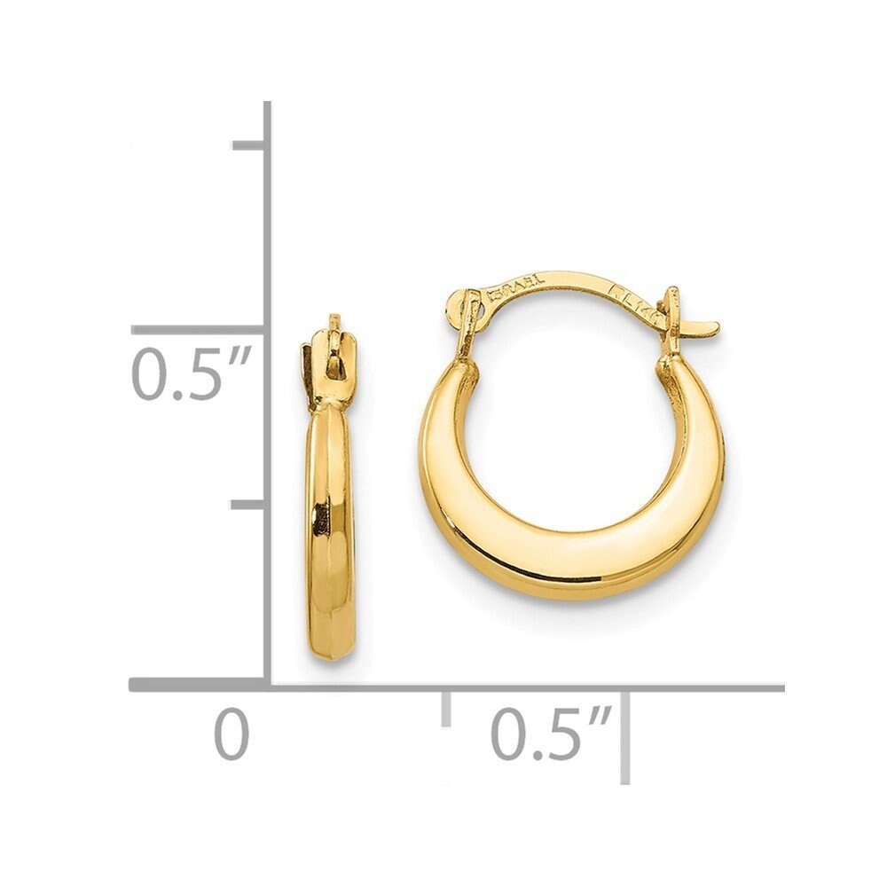 14k Yellow Gold Small Graduated Hoop Earrings 12x1.6mm