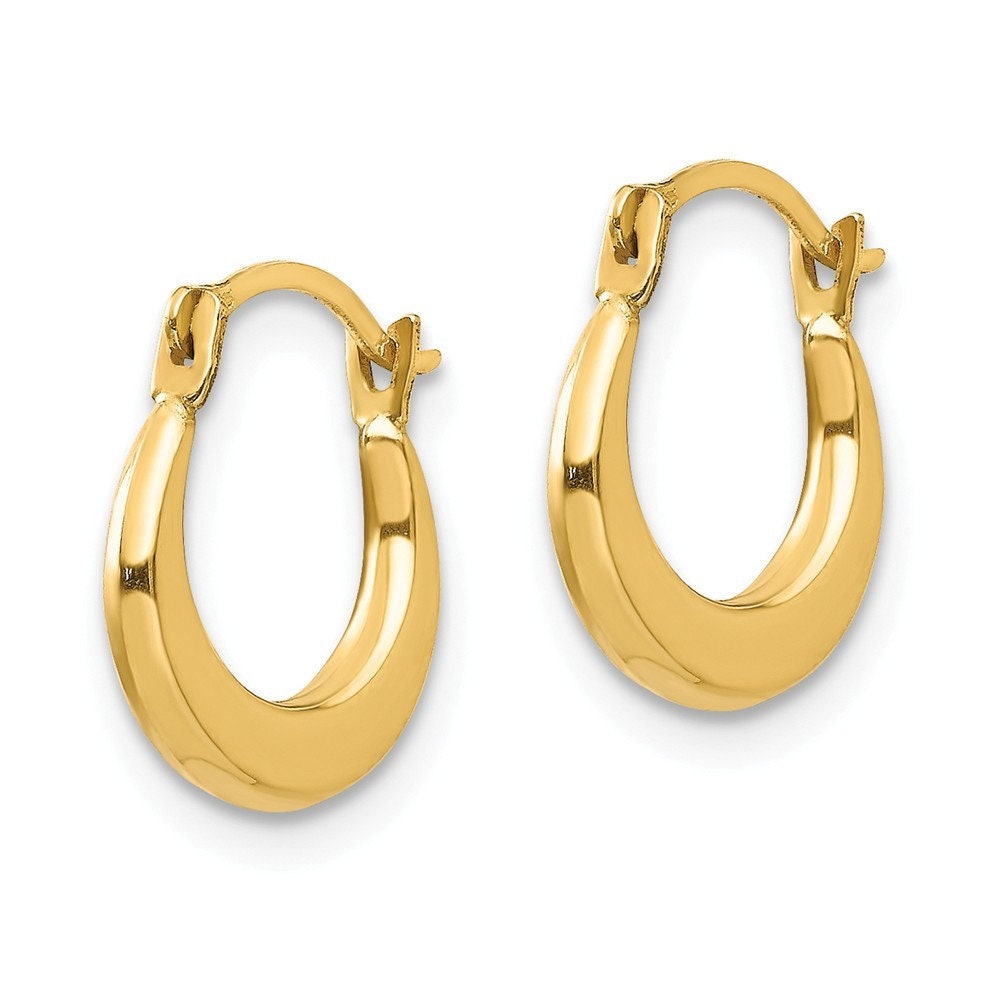 14k Yellow Gold Small Graduated Hoop Earrings 12x1.6mm