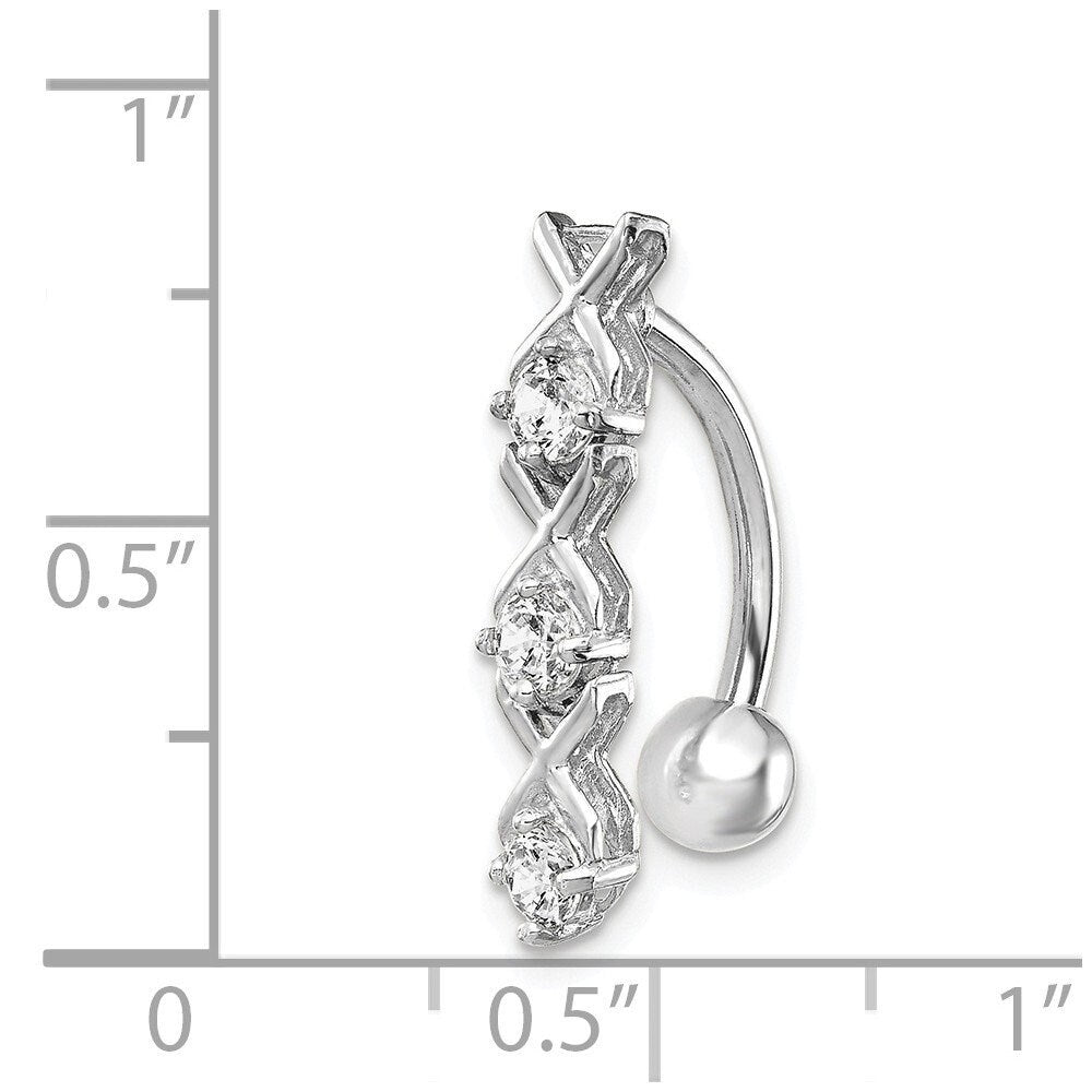 10k Yellow or White Gold CZ Hugs Kisses Drop Belly Ring