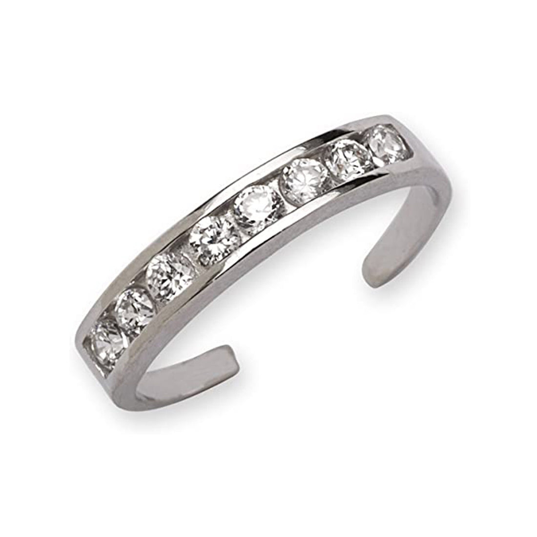 10K Yellow or White Gold or Sterling Silver Adjustable Channel CZ Toe Ring