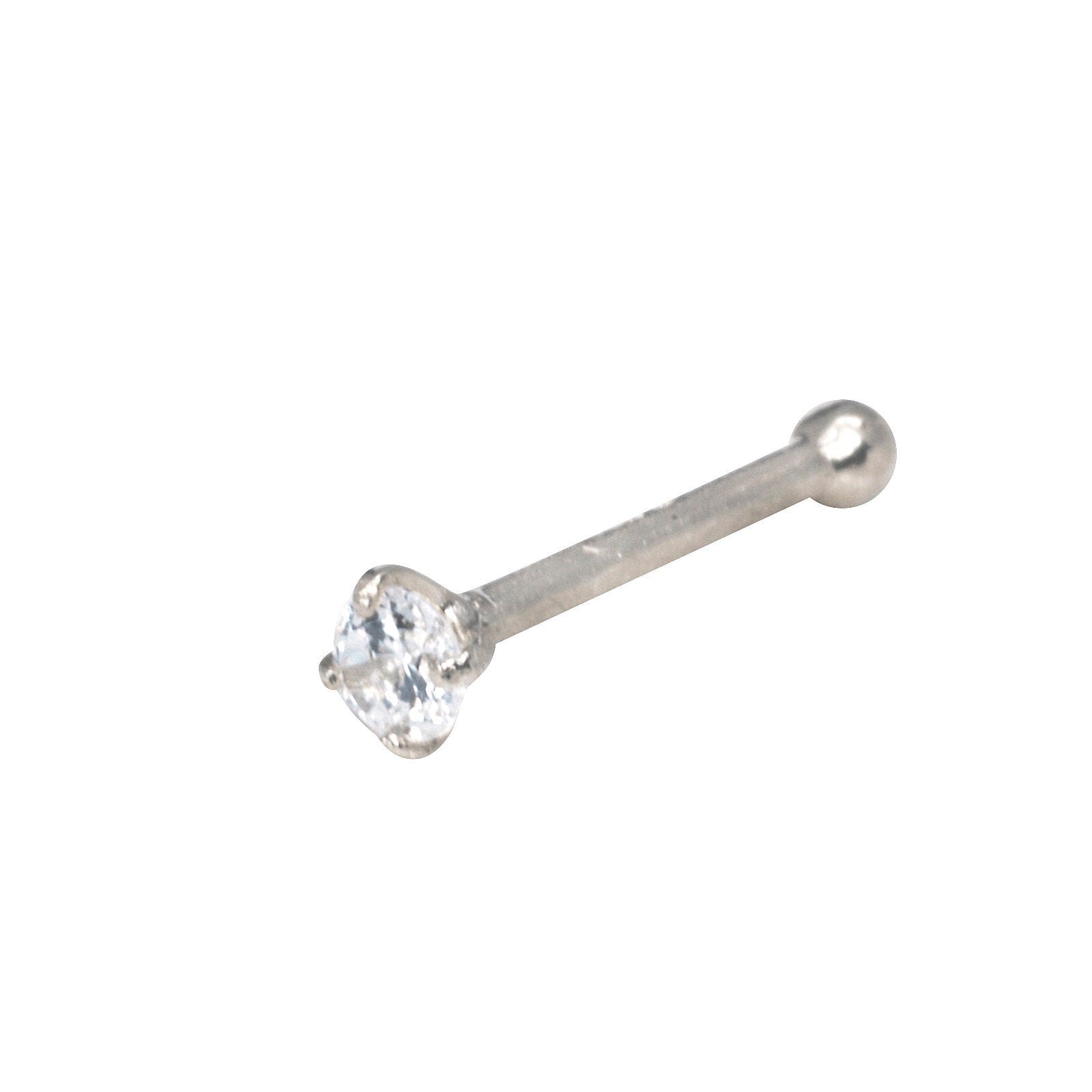 14k Yellow, Rose or White Gold 20G 2mm CZ Nose Stud