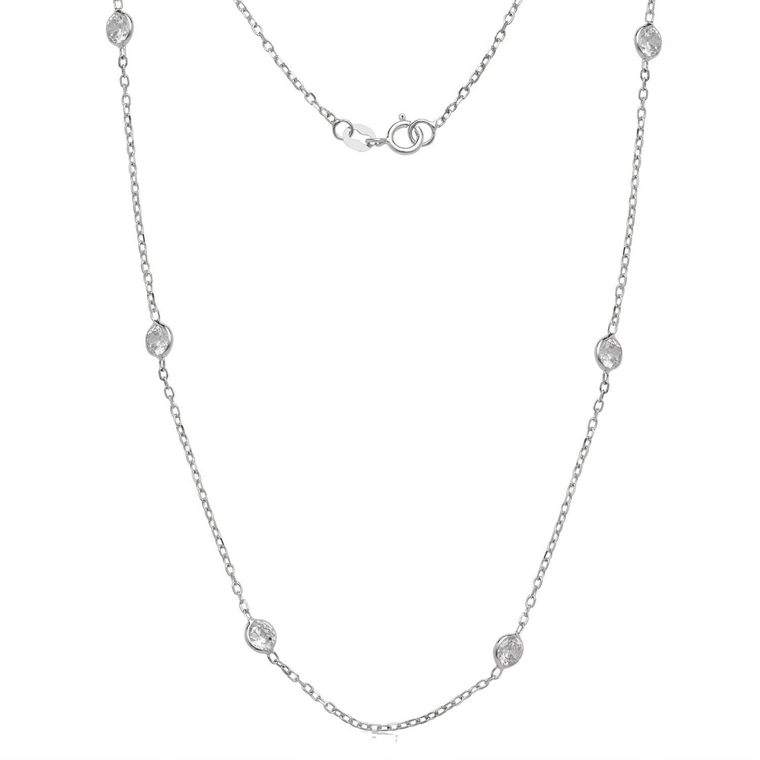 14k White Gold Bezel CZ by The Yard Station Necklace