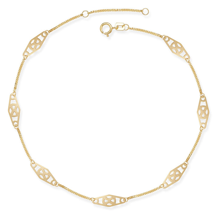 14K Gold Infinity Bar Anklet - 10"