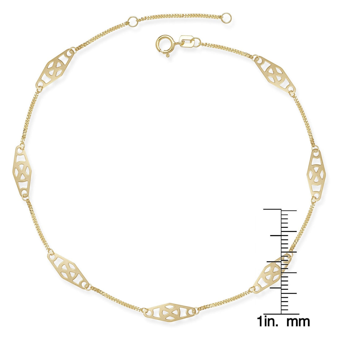 14K Gold Infinity Bar Anklet - 10"