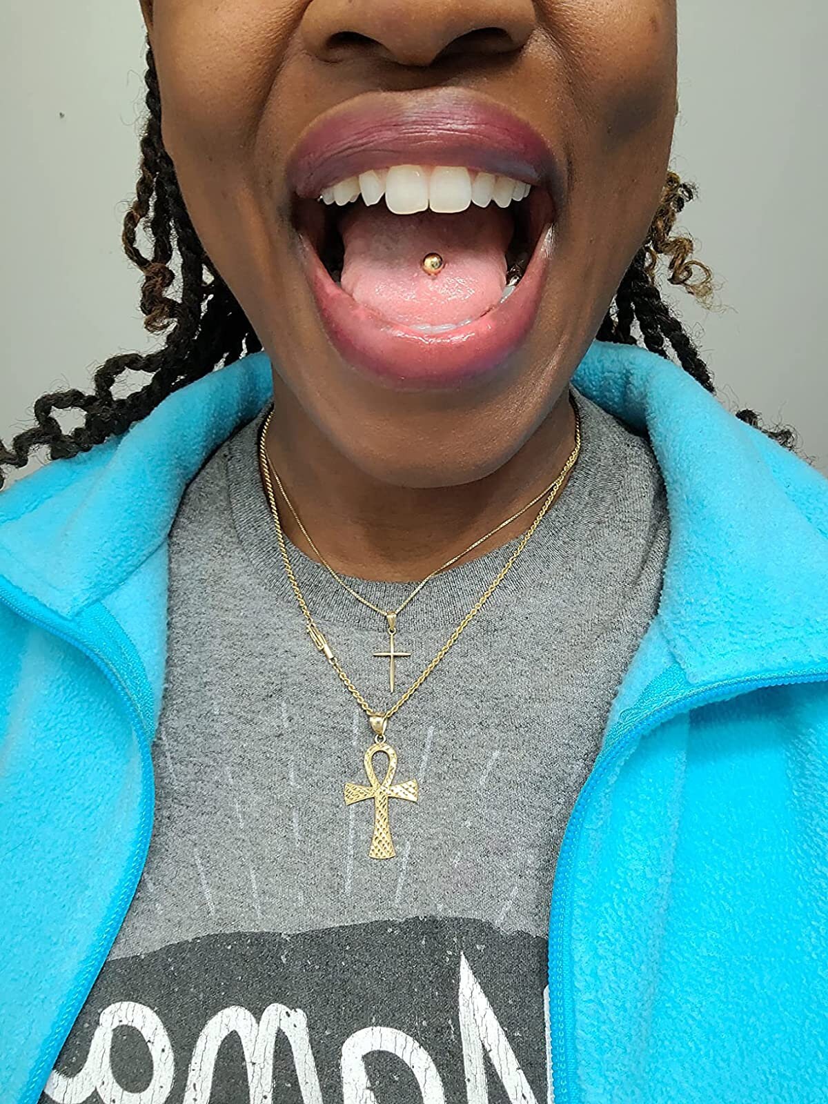 14k Yellow or White Gold 14G Ball Straight Barbell Tongue Bar Ring