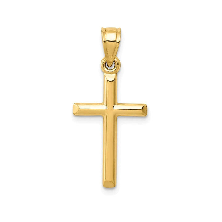 14k Yellow Gold Hollow Polished Small Simple Cross Pendant - 17x11mm