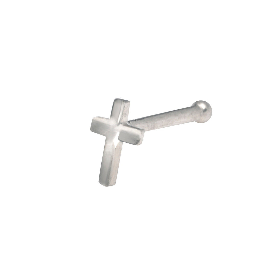 14k Yellow or White Gold 20G Cross Nose Stud