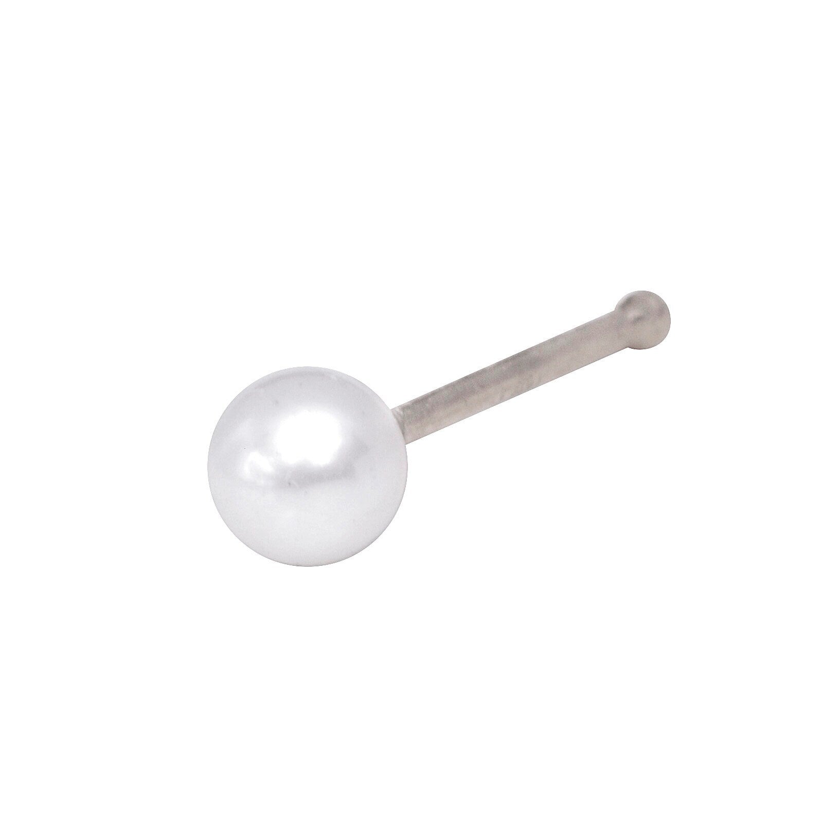 14k Yellow or White Gold 20G 3mm Genuine Pearl Nose Stud