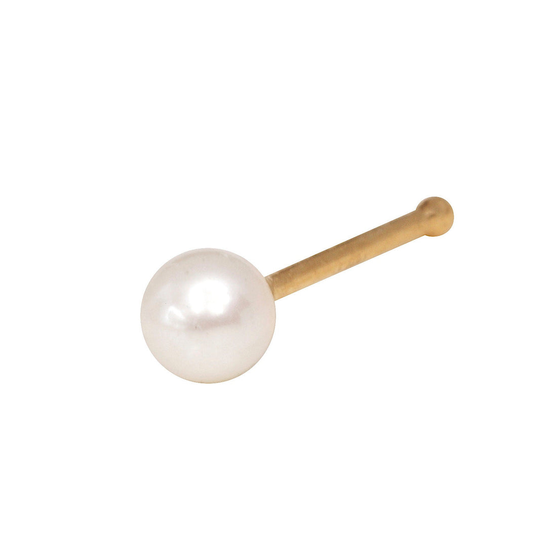 14k Yellow or White Gold 20G Pearl Nose Stud - 3mm