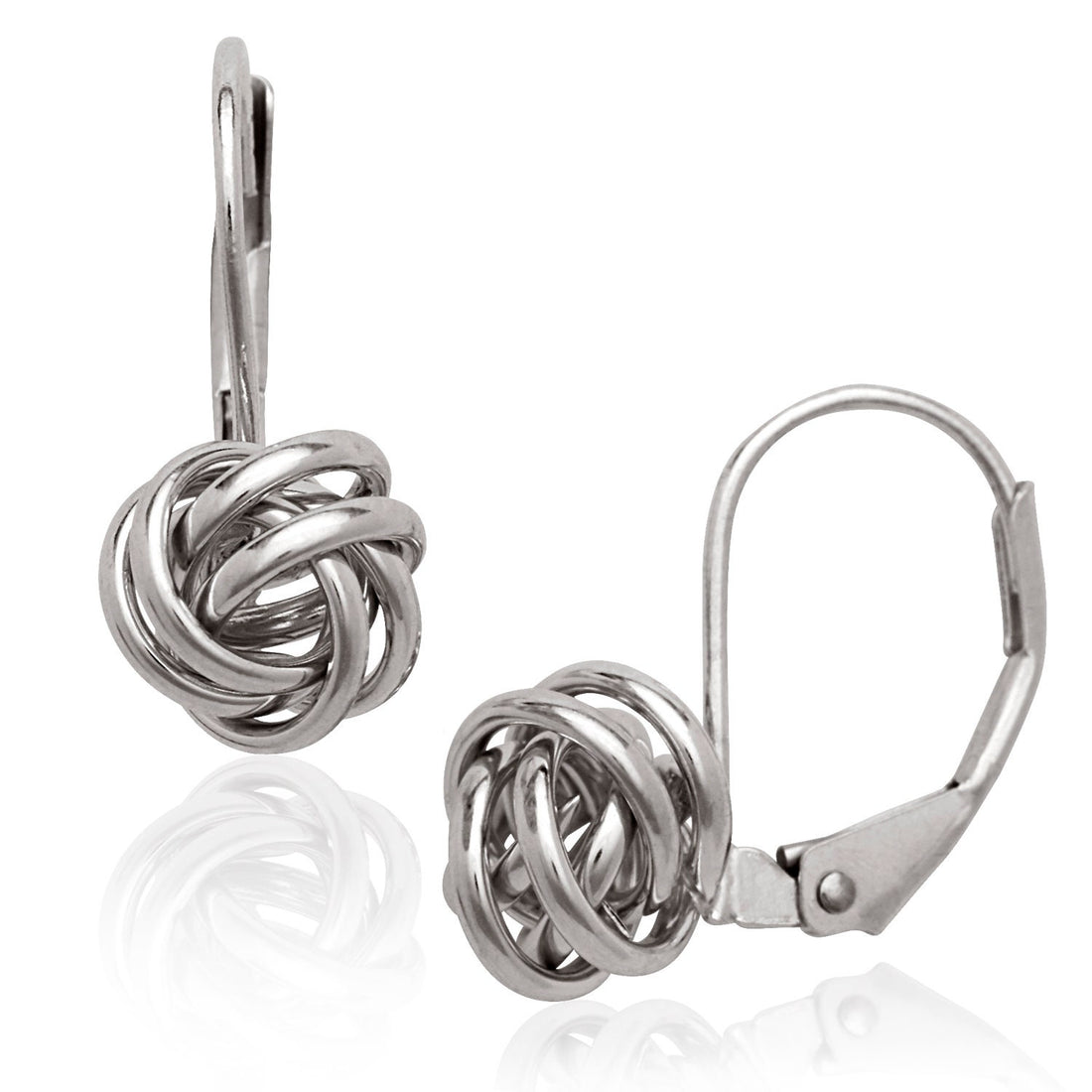 14k Yellow or White Gold Polished Fixed Love-knot Lever back Earrings - 8x15mm