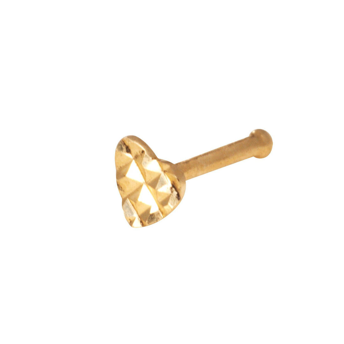 14k Gold 20G Textured Heart Nose Stud - 2mm