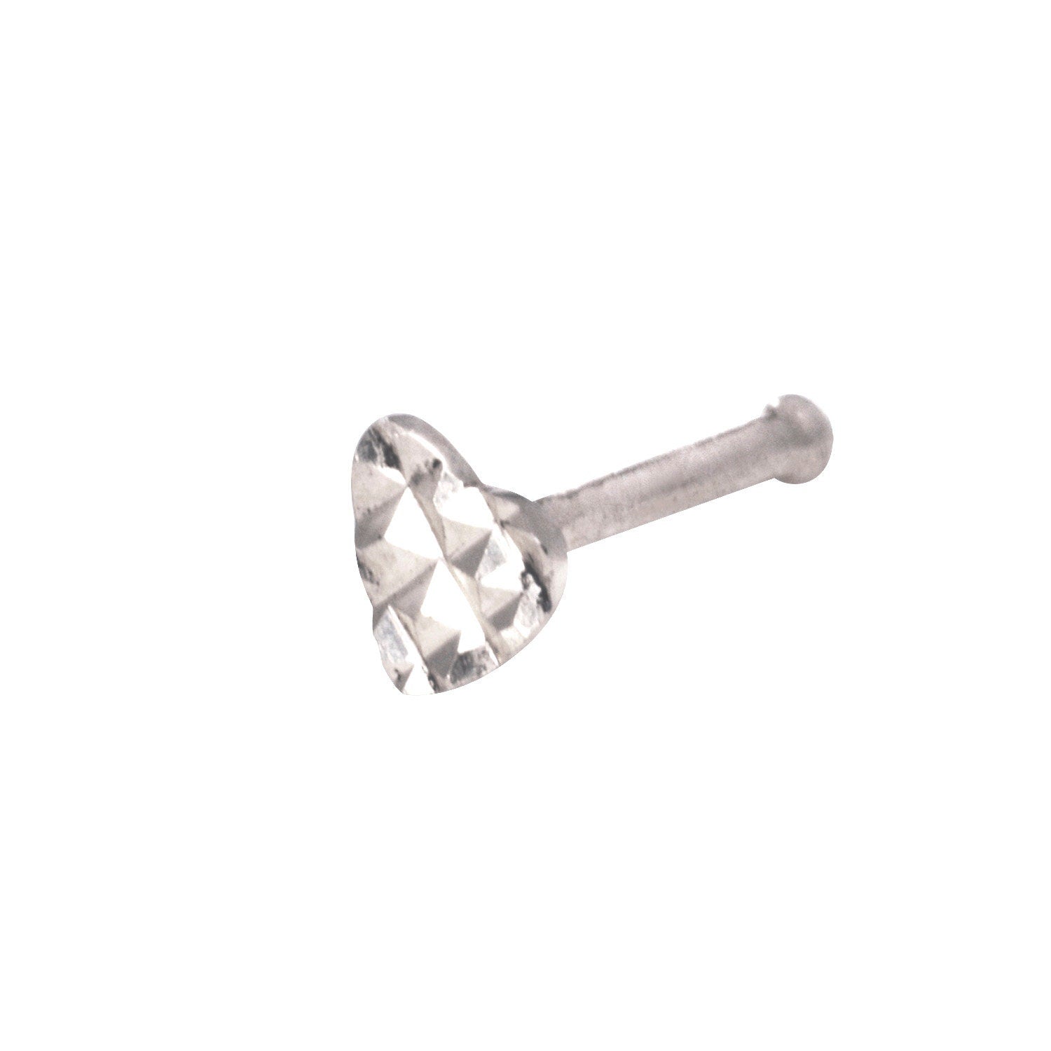 14k Yellow or White Gold 20G Textured Heart Nose Stud Ring