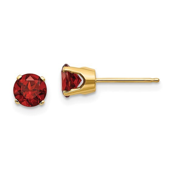 14k Yellow or White Gold January Garnet Stud Earrings (3/4/5mm)