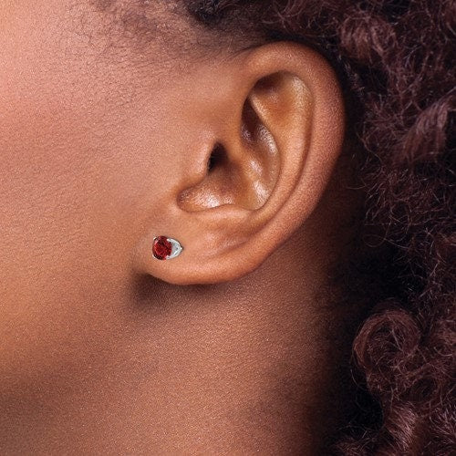 14k Yellow or White Gold January Garnet Stud Earrings (3/4/5mm)