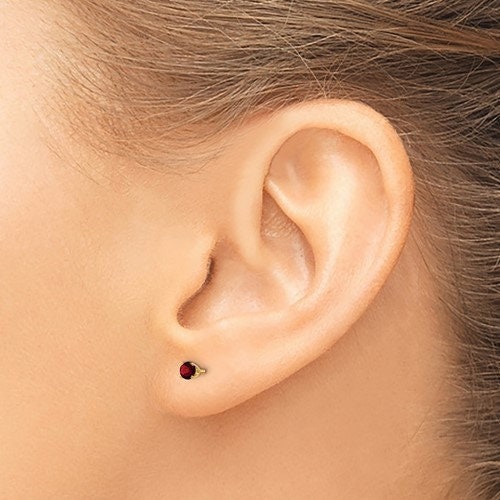 14k Yellow or White Gold January Garnet Stud Earrings (3/4/5mm)