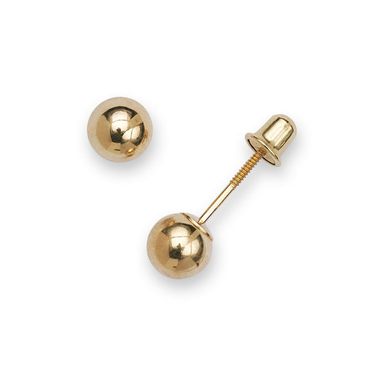 14k Yellow Gold 3-8mm Ball Polished Screw Back Earrings