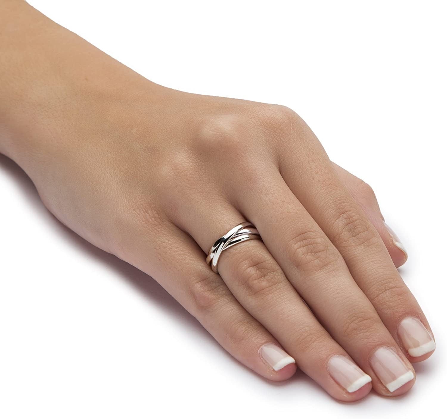 Sterling Silver Unisex Polished Intertwining Rolling Triple Band Ring - Size 5-14