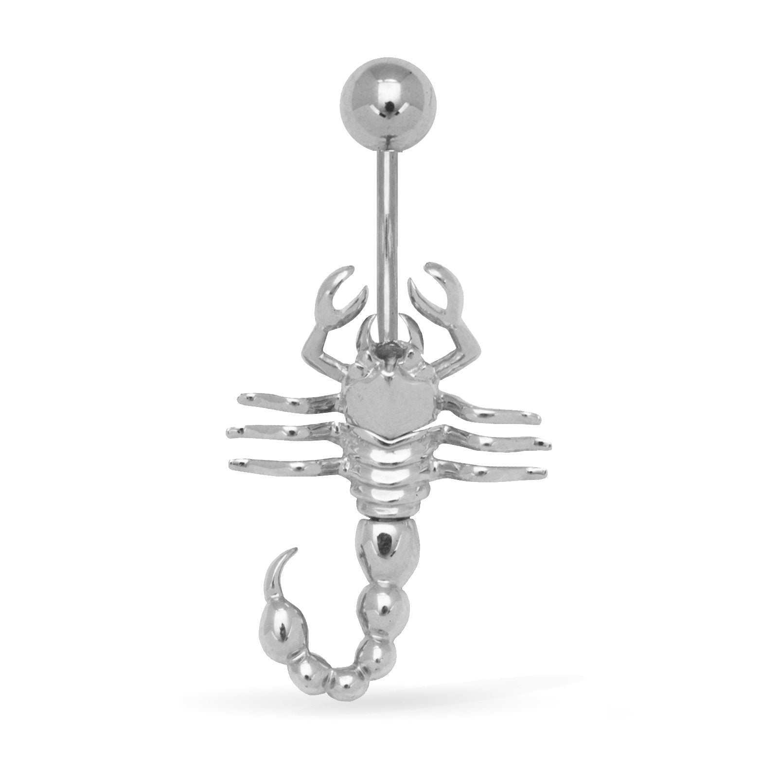 14k Yellow or White Gold 14G Scorpion Body Drop Belly Ring