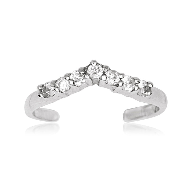 Solid 10K Gold Adjustable Chevron Simulated Diamond Toe Ring - 10mm x 18mm - Toe Rings for Women Real Gold - Gifts for her - Summer jewelry