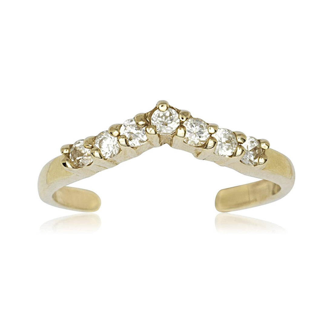 Solid 10K Gold Adjustable Chevron Simulated Diamond Toe Ring - 10mm x 18mm - Toe Rings for Women Real Gold - Gifts for her - Summer jewelry
