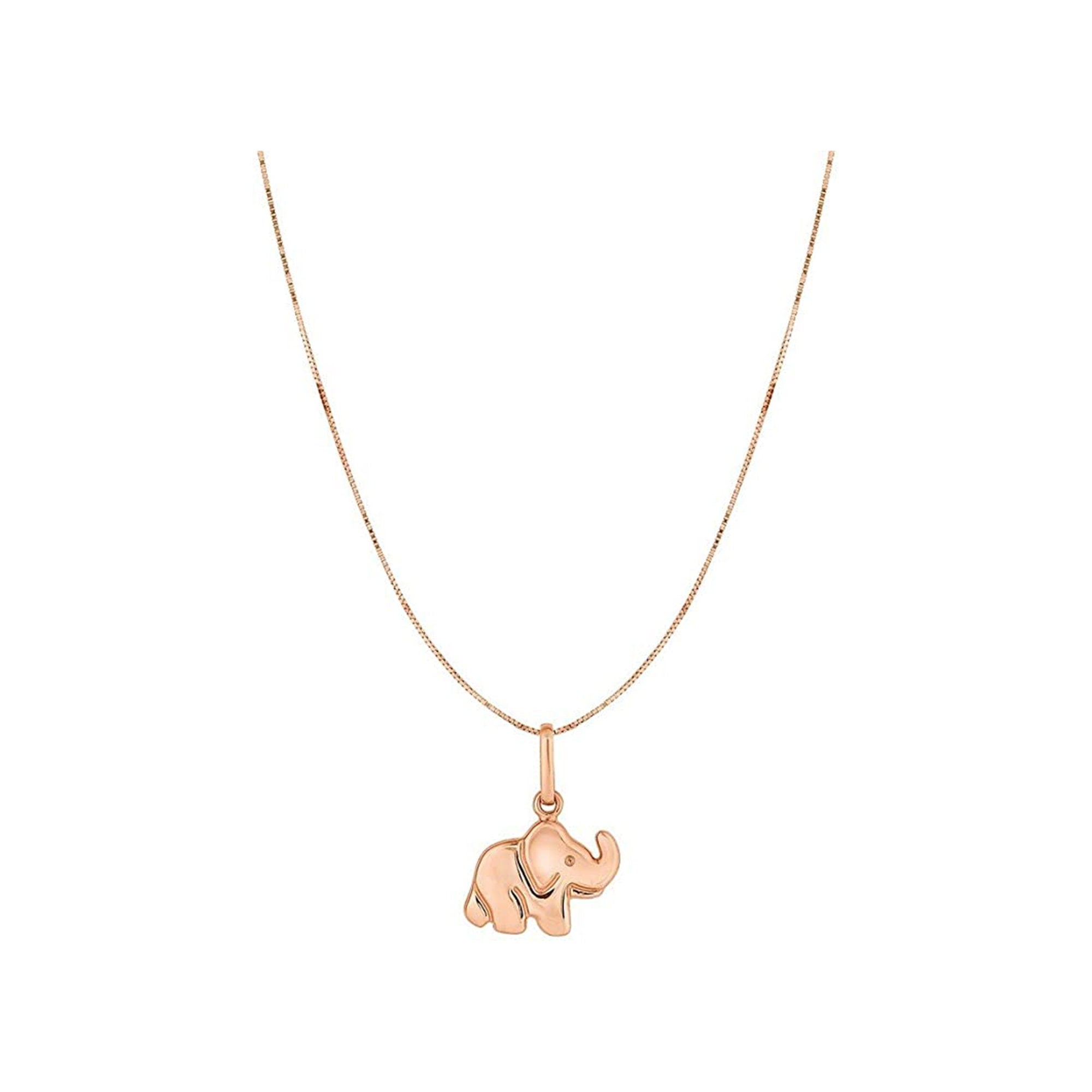 Curata Handmade - Solid 10K Rose Gold 18-inch Polished Pink Small Elephant Pendant Necklace (15mmx18mm