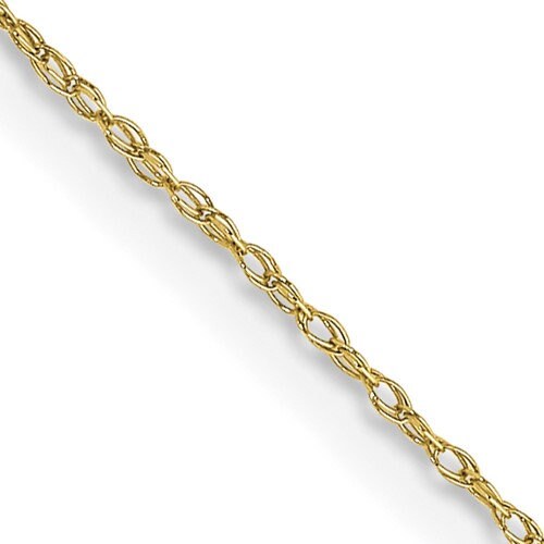 10k Yellow, Rose or White Gold 0.5mm Thin Carded Cable Rope Necklace - 16-22"