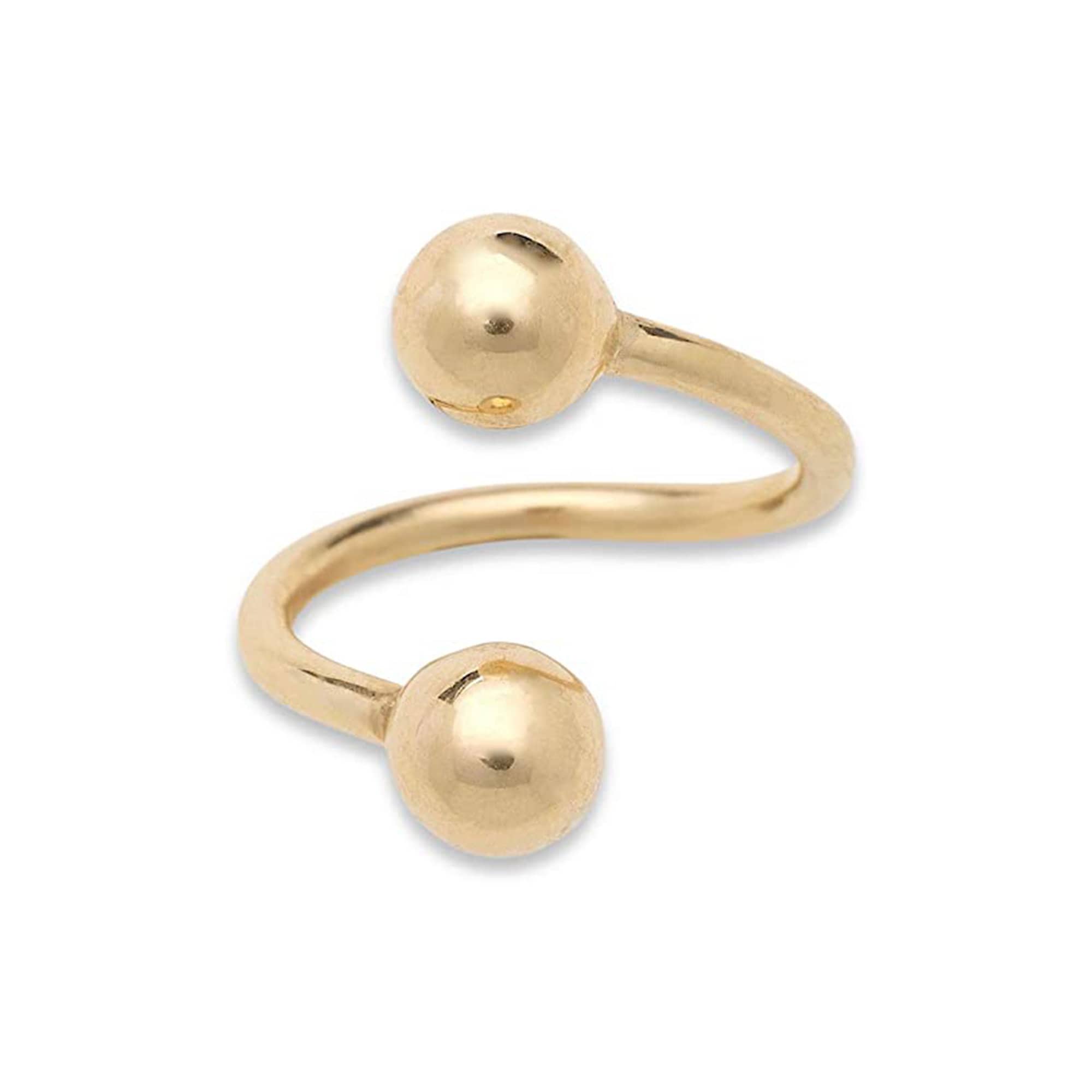 14k Yellow or White Gold 16G Ball Twisted Barbell Spiral Daith Helix Tragus Cartilage Piercing - 4mm