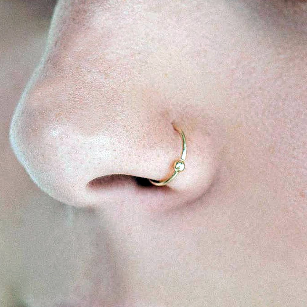 14k Yellow or White Gold 16G Bead Hoop Lip Eyebrow Cartilage Tragus Nose Ring