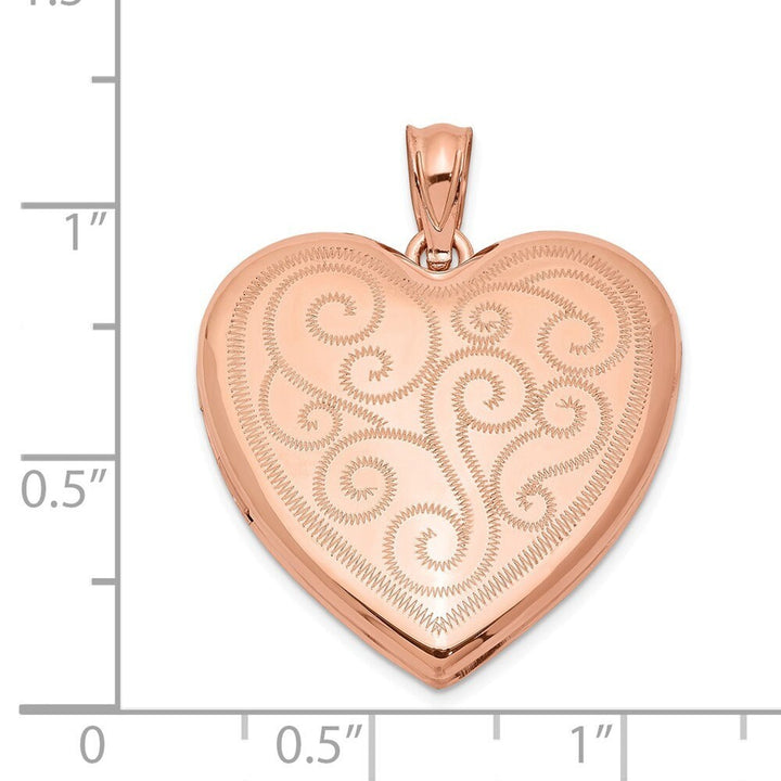 925 Sterling Silver 14k Rose Gold Plated Large Swirl Design Heart Photo Locket Necklace