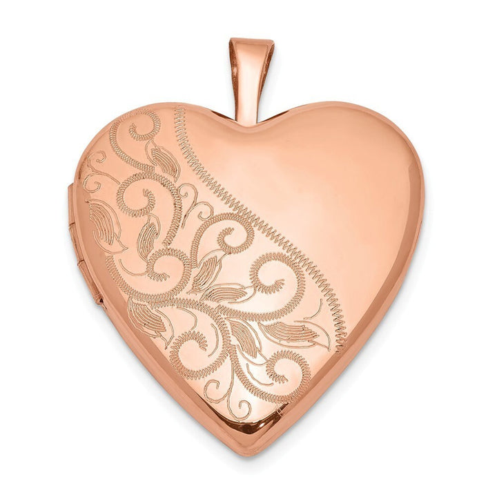 925 Sterling Silver 14k Rose Gold Plated Swirl Heart Photo Locket Necklace