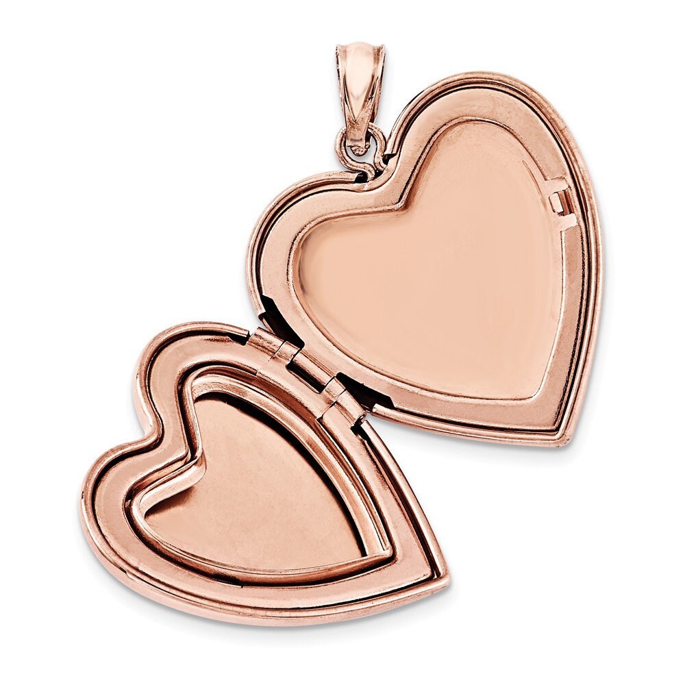 925 Sterling Silver 14k Rose Gold Plated Large Swirl Design Heart Photo Locket Necklace