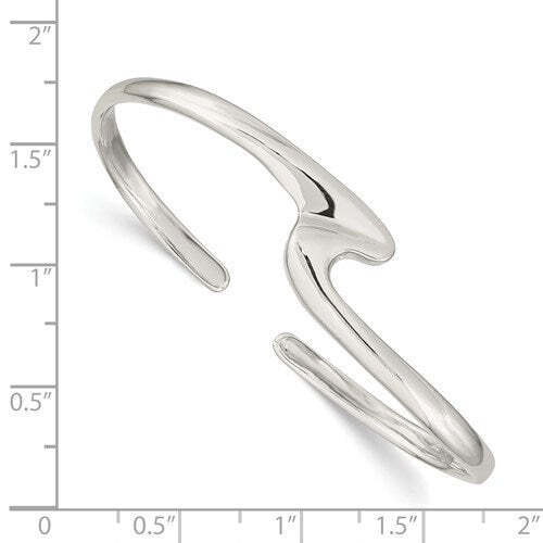 925 Sterling Silver Wave Design Cuff Bangle Bracelet