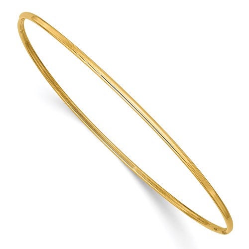 10k or 14k Gold 8" 1.5mm Slip-on Polished Bangle Bracelet