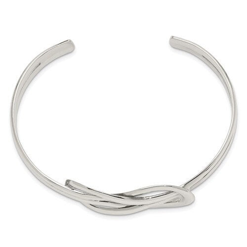 925 Sterling Silver Love Knot Design Cuff Bangle Bracelet