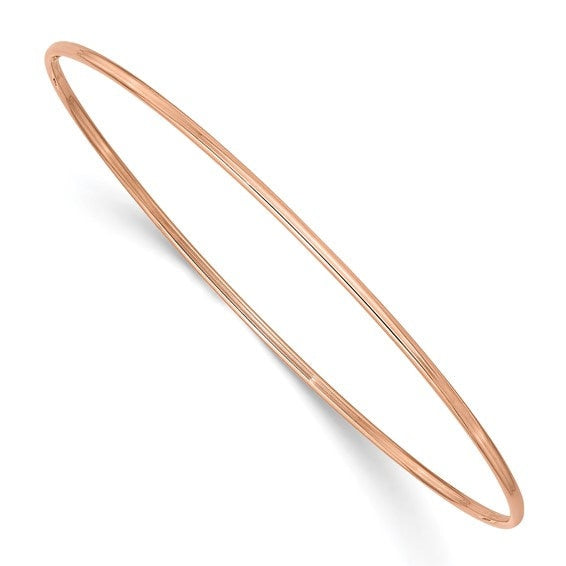10k or 14k Gold 8" 1.5mm Slip-on Polished Bangle Bracelet