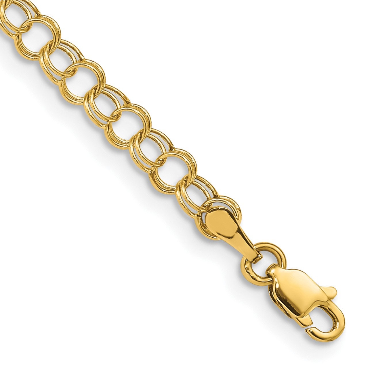 10K or 14k Yellow Gold 5mm Double Link Charm Bracelet - 5.5", 6", 7" and 8"